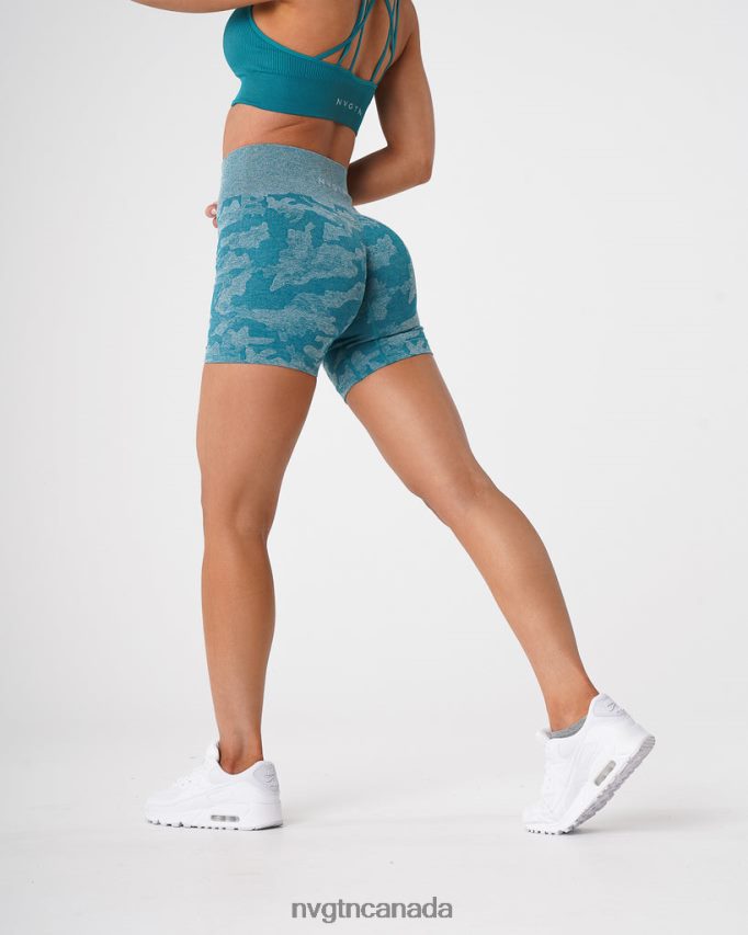 NVGTN Fitness Women Camo Seamless Shorts Teal HJXFTJ444
