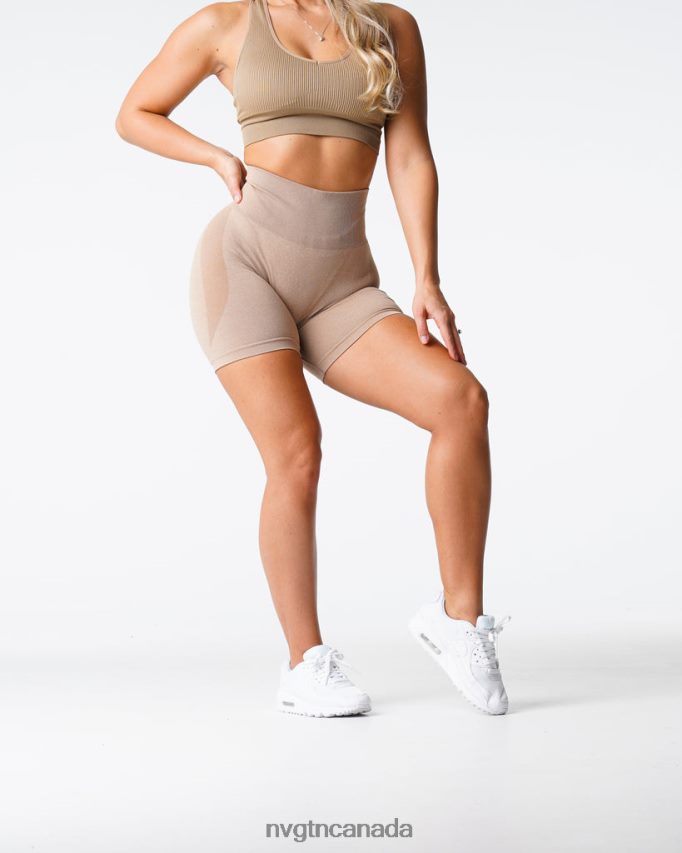 NVGTN Fitness Women Contour Seamless Shorts Beige HJXFTJ342