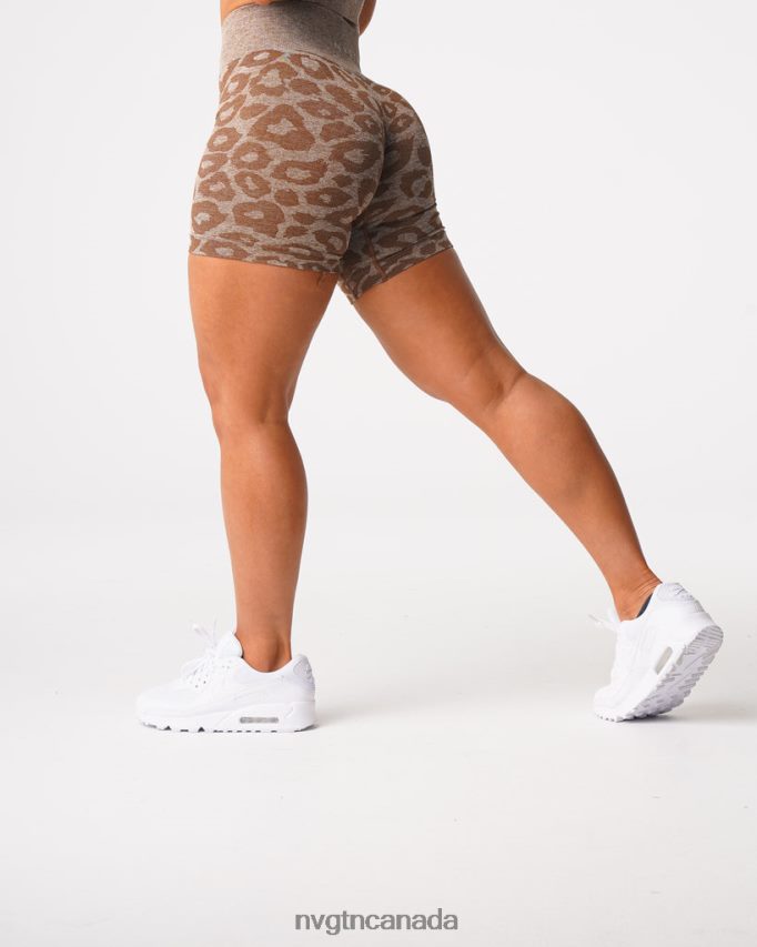 NVGTN Fitness Women Leopard Seamless Shorts Mocha HJXFTJ469