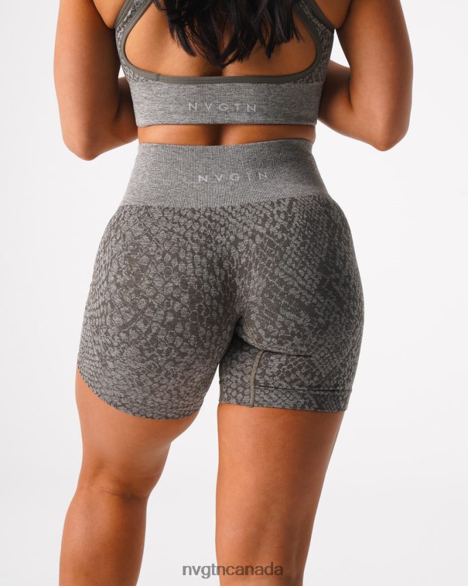 NVGTN Fitness Women Snakeskin Seamless Shorts Khaki Green HJXFTJ474