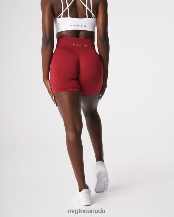 NVGTN Fitness Women Solid Seamless Shorts Carmine HJXFTJ460