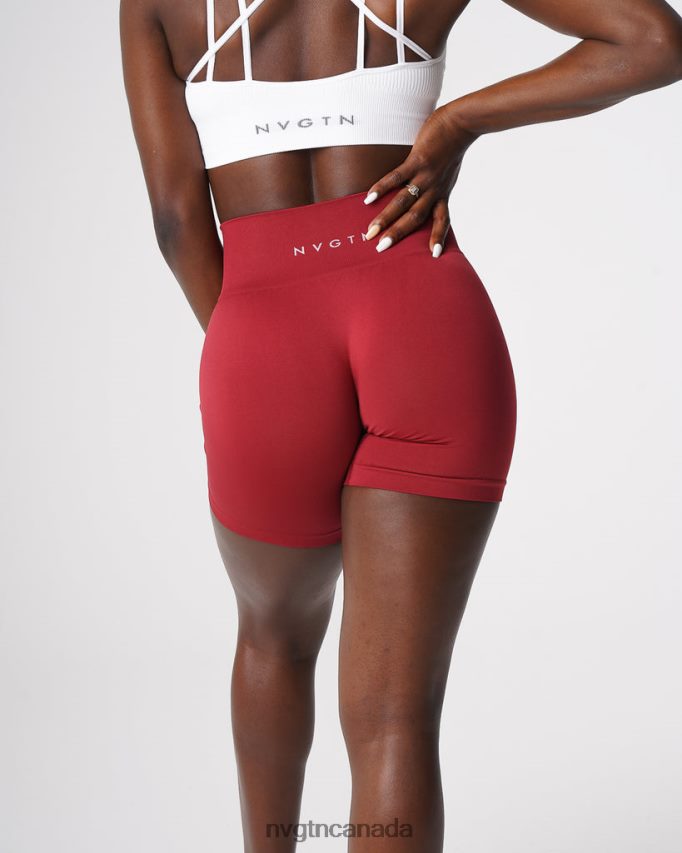 NVGTN Fitness Women Solid Seamless Shorts Carmine HJXFTJ460
