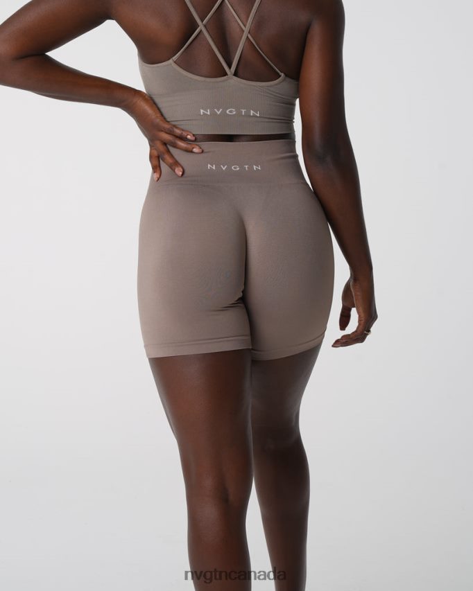 NVGTN Fitness Women Solid Seamless Shorts Taupe HJXFTJ454