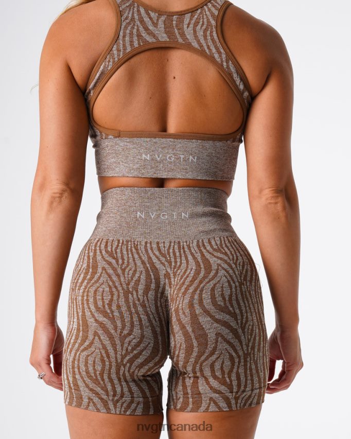 NVGTN Fitness Women Zebra Seamless Shorts Mocha HJXFTJ472