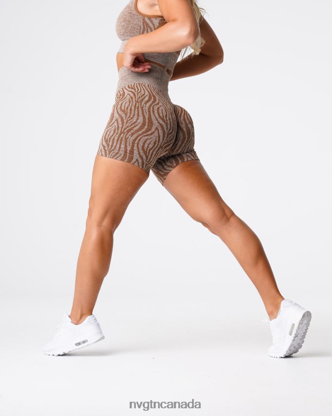 NVGTN Fitness Women Zebra Seamless Shorts Mocha HJXFTJ472