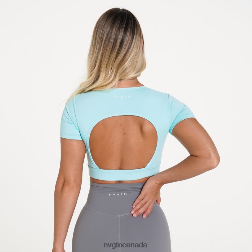 NVGTN Fitness Women Open Back Tee Aqua HJXFTJ236