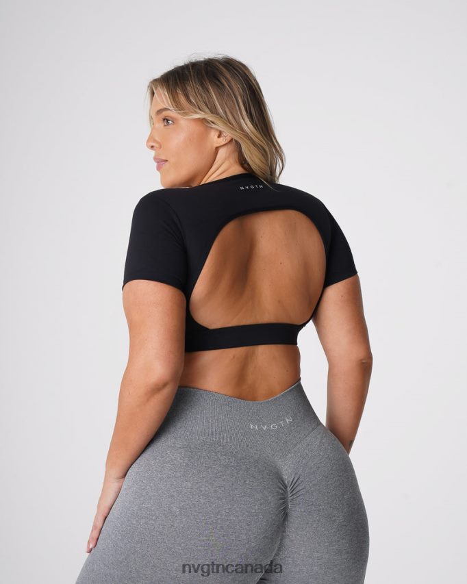 NVGTN Fitness Women Open Back Tee Black HJXFTJ77