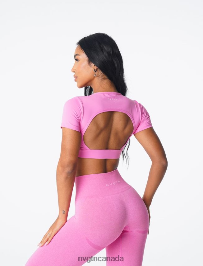 NVGTN Fitness Women Open Back Tee Bubble Gum Pink HJXFTJ79