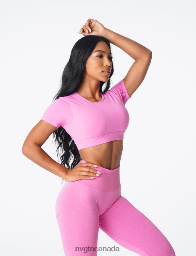NVGTN Fitness Women Open Back Tee Bubble Gum Pink HJXFTJ79