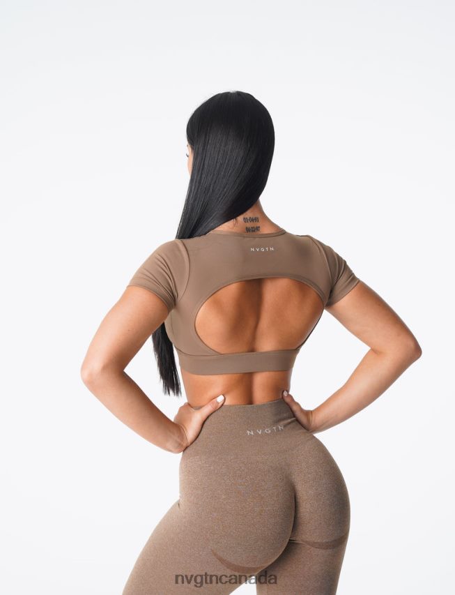 NVGTN Fitness Women Open Back Tee Mocha HJXFTJ80