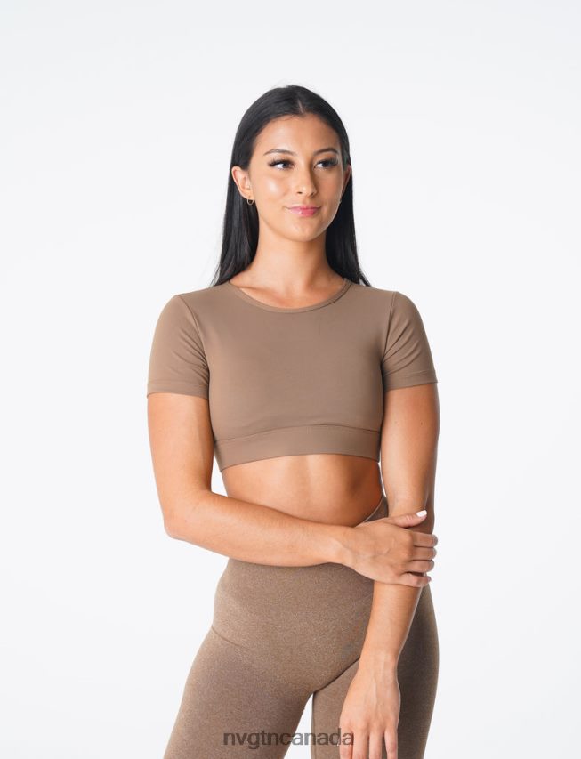 NVGTN Fitness Women Open Back Tee Mocha HJXFTJ80