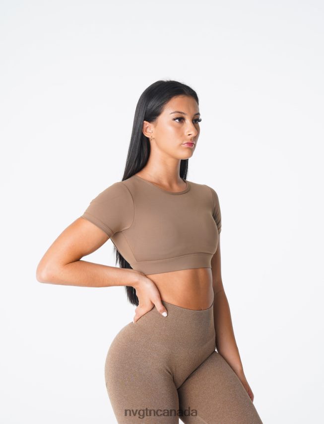 NVGTN Fitness Women Open Back Tee Mocha HJXFTJ80