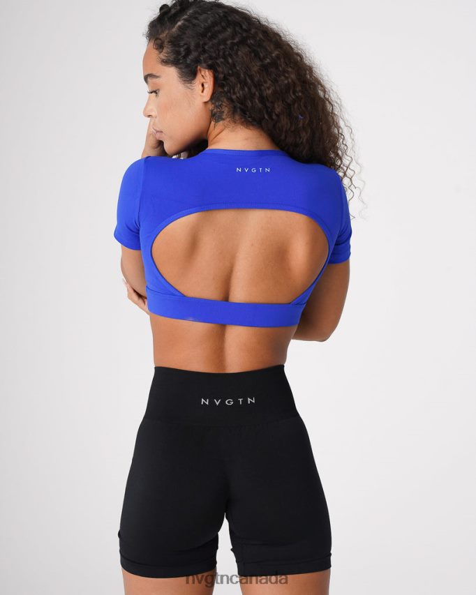 NVGTN Fitness Women Open Back Tee Sapphire Blue HJXFTJ223