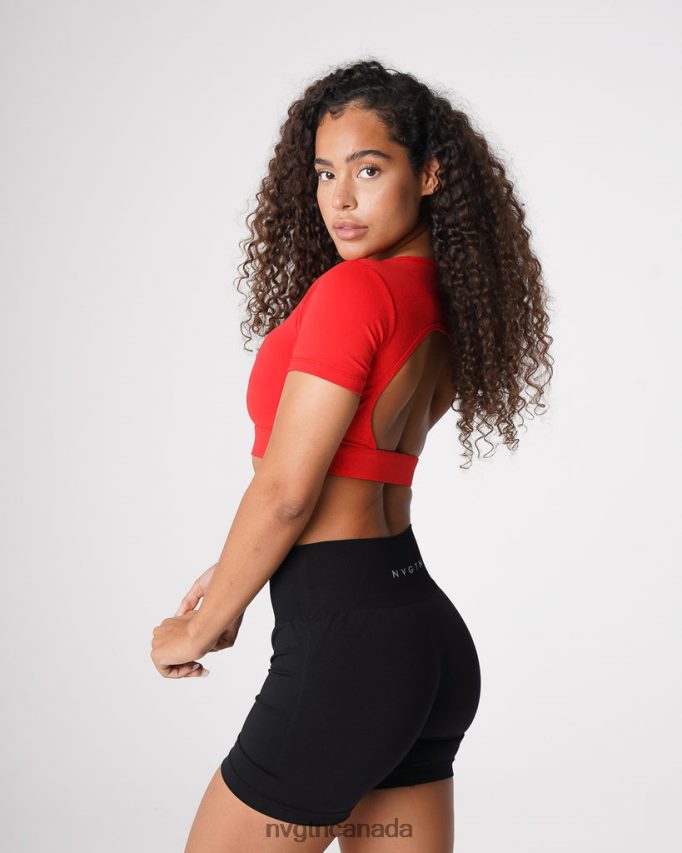NVGTN Fitness Women Open Back Tee Scarlet HJXFTJ224
