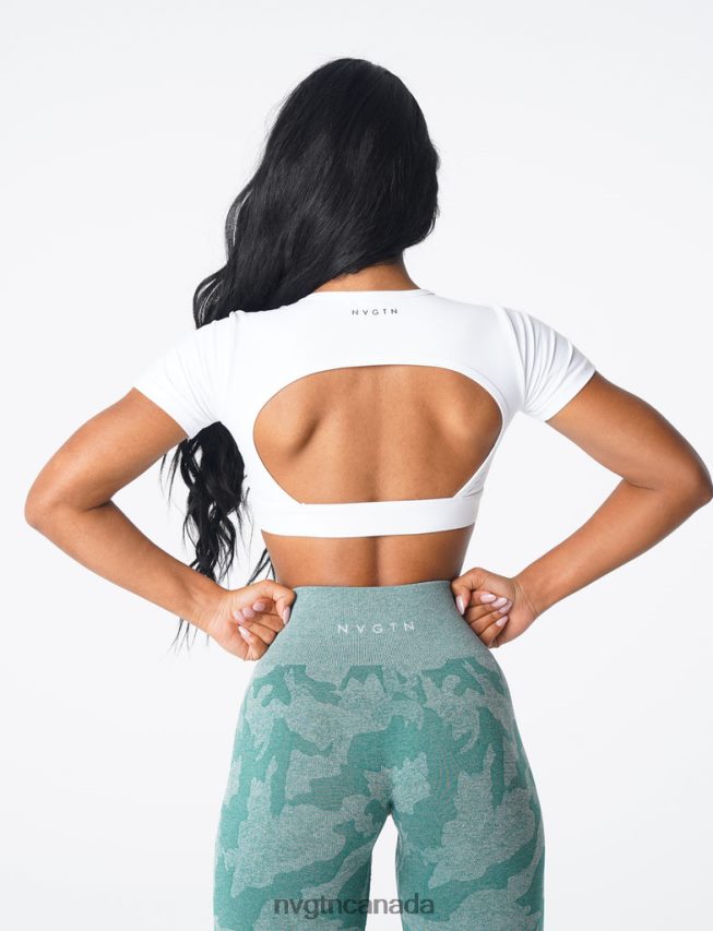 NVGTN Fitness Women Open Back Tee White HJXFTJ78