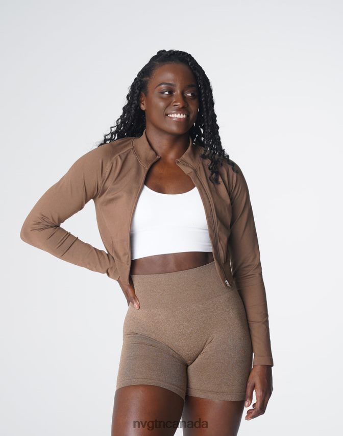NVGTN Fitness Women Divine Seamless Zip Up Mocha HJXFTJ113