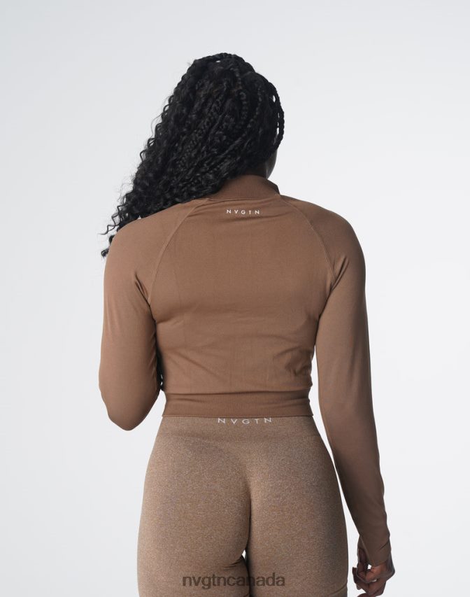 NVGTN Fitness Women Divine Seamless Zip Up Mocha HJXFTJ113