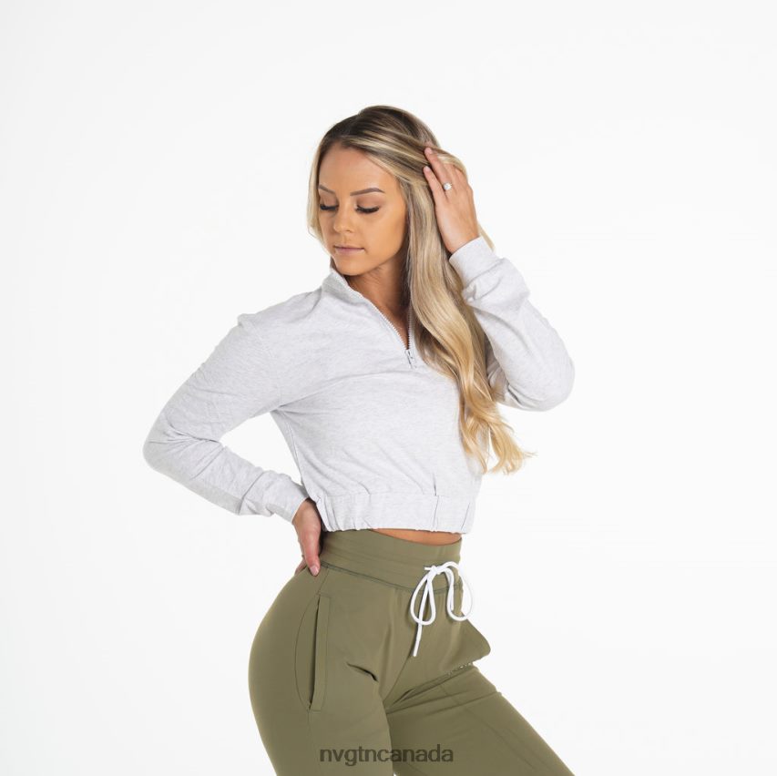 NVGTN Fitness Women Power Cropped Pullover Light Grey HJXFTJ259