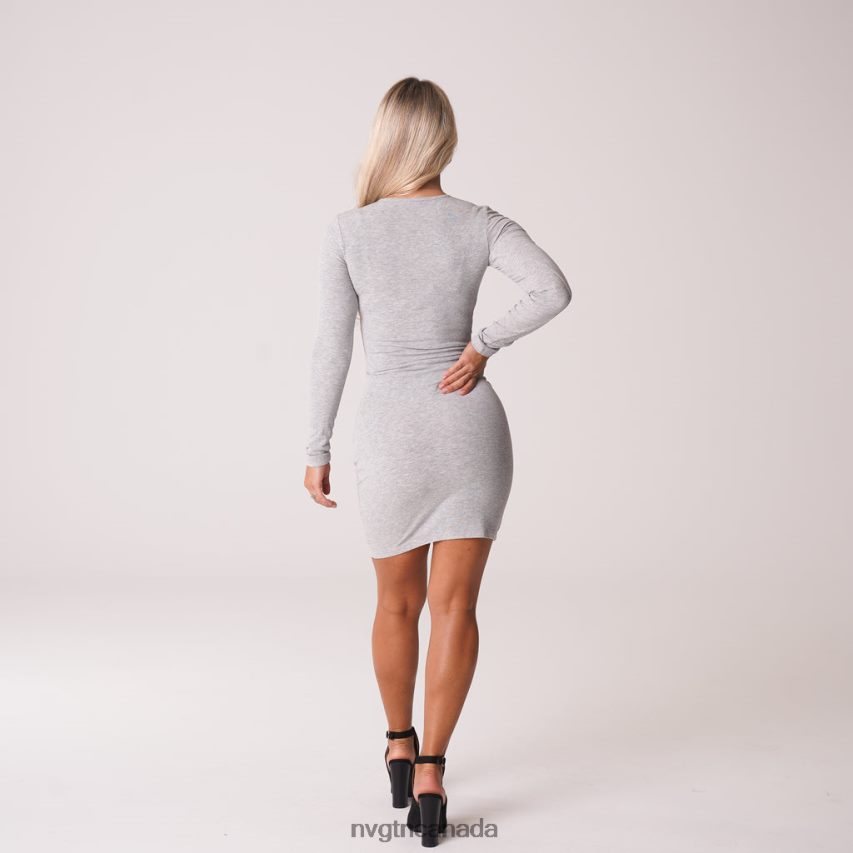 NVGTN Lifestyle Women Easy Daze Ribbed Midi Dress Grey HJXFTJ724