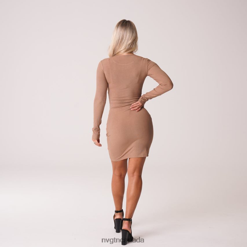 NVGTN Lifestyle Women Easy Daze Ribbed Midi Dress Mocha HJXFTJ723