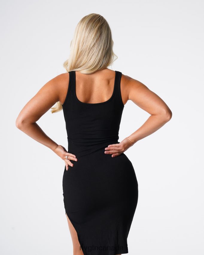 NVGTN Lifestyle Women Golden Vibes Cut Out Midi Dress Black HJXFTJ716