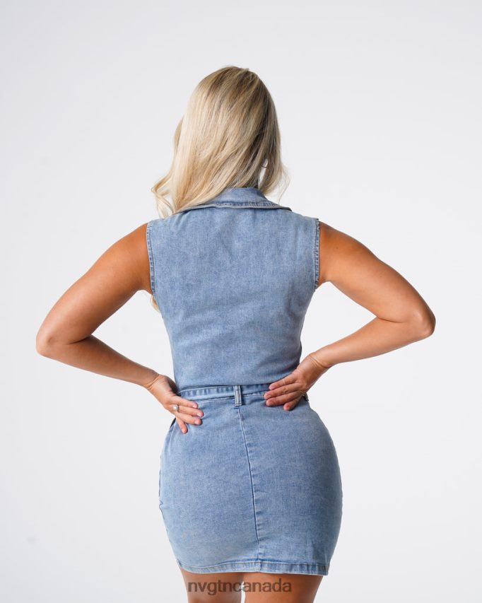 NVGTN Lifestyle Women Sweet Surprise Denim Mini Dress Light Wash HJXFTJ720